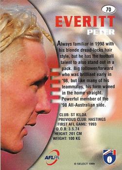 1999 Select AFL Premiere #70 Peter Everitt Back